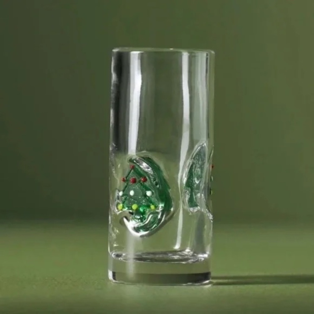 NIB Anthropologie Glass Christmas Tree Shot Glass